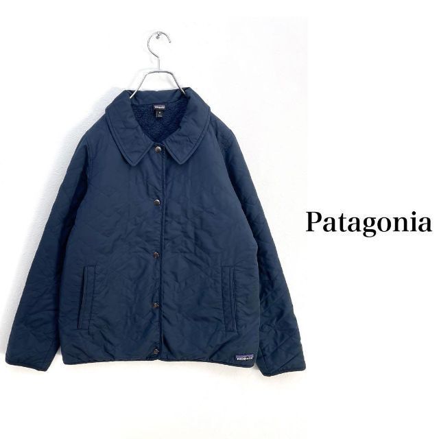 【大人気】パタゴニア スナップボタン 裏ボア キルティングジャケット 紺 レディース　XSサイズ　Patagonia_画像1