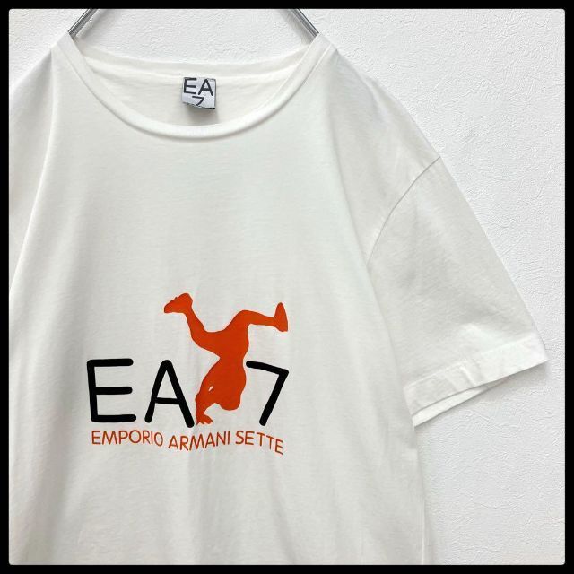 人気 EMPORIO ARMANI EA7 フロント ビッグロゴ Tシャツ 白　メンズ　Mサイズ　エンポリオアルマーニ
