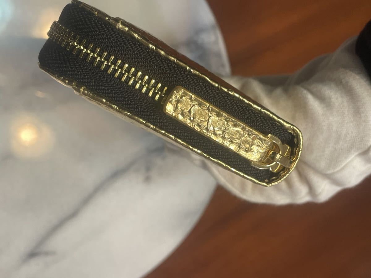 ☆SALE☆本物 新品 パイソン スネーク 蛇革 長財布 男女兼用 ゴールド