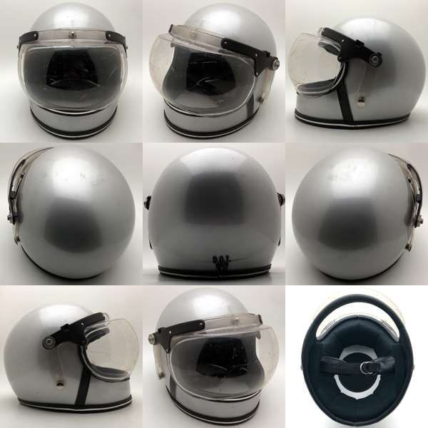 送料無料 可変式純正シールド付 NORCON SILVER METALLIC 57cm/銀シルバービンテージヘルメットオンロードフルフェイスハーレーチョッパー_画像2