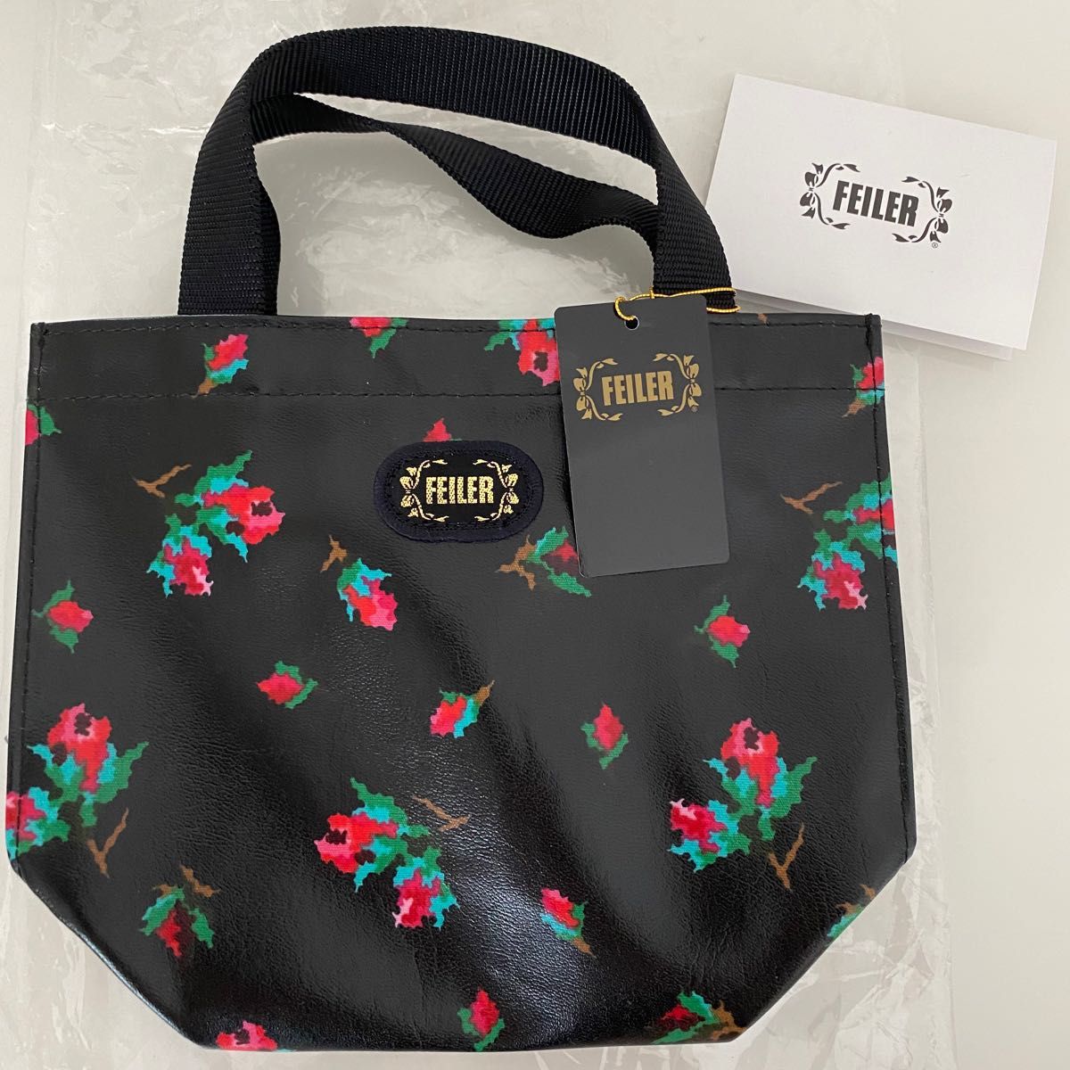 ★新品 FEILER フェイラー リアローズ バッグ 黒 小花