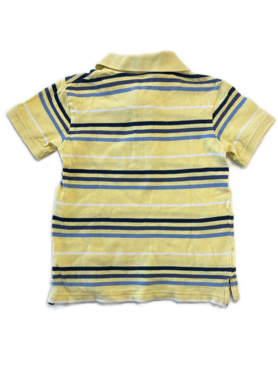 110【オシュコシュ】ポロシャツ　さわやかストライプ　黄色　半袖　Tシャツ POLO 