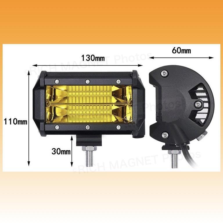 イエロー ワークライト 72w 作業灯 LED 2個 投光器 ランクル 集魚灯 前照灯 12v-24v 兼用 フォグランプ 防水 バイク オフロ_画像5