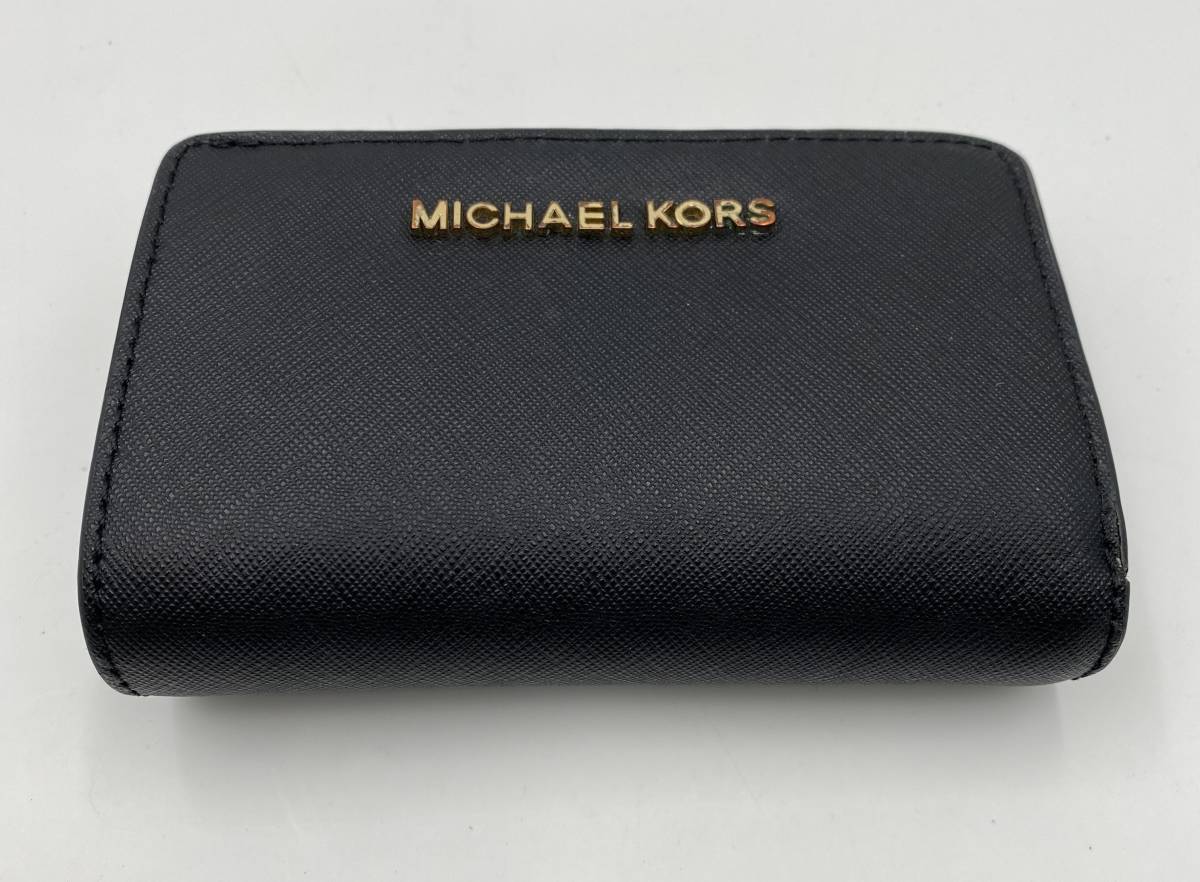 N719 【MAICHAEL KORS/マイケルコース】 折財布 ブラック 黒 二つ折り財布 小銭入れ 札入れ カードケース_画像1