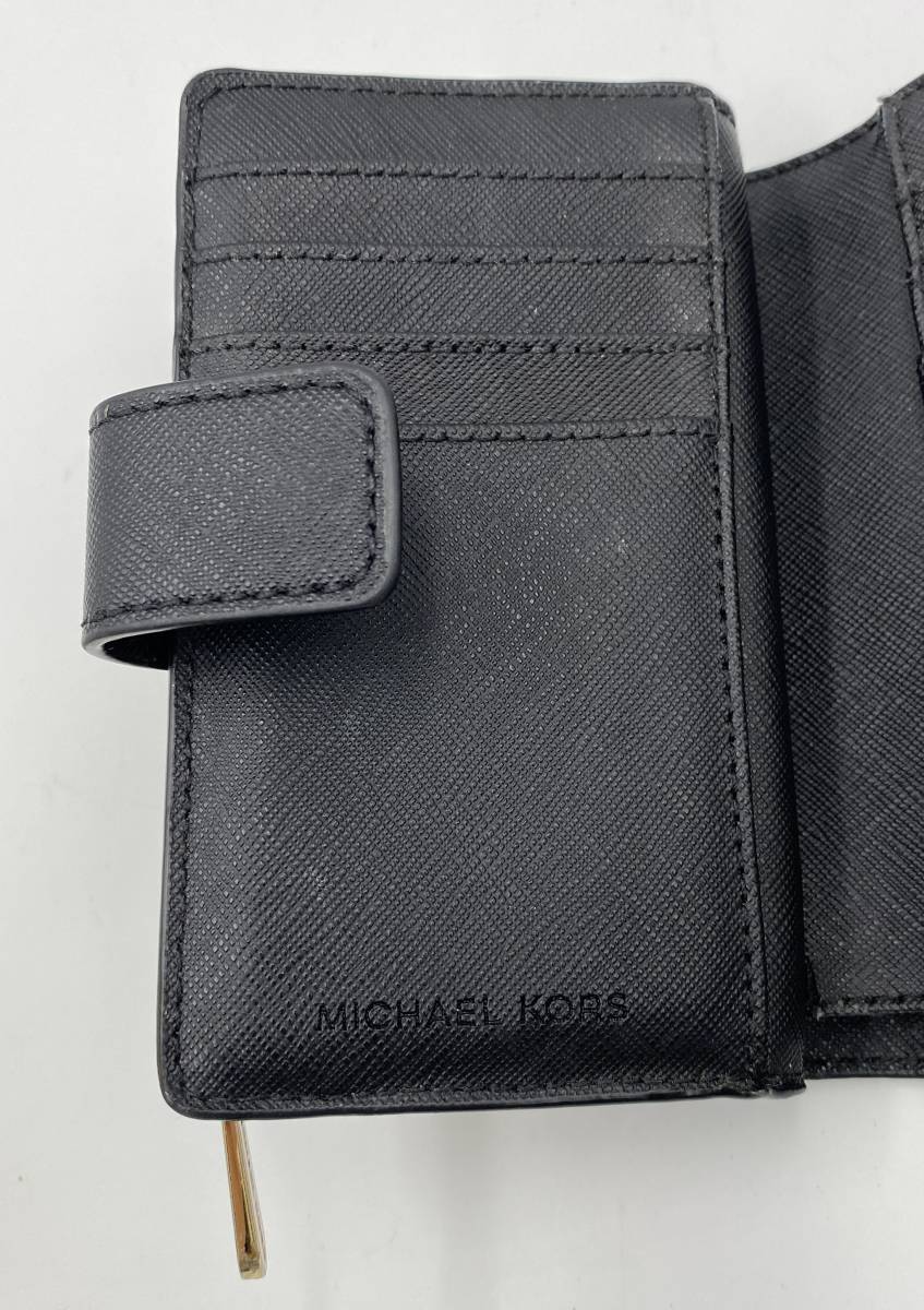 N719 【MAICHAEL KORS/マイケルコース】 折財布 ブラック 黒 二つ折り財布 小銭入れ 札入れ カードケース_画像3