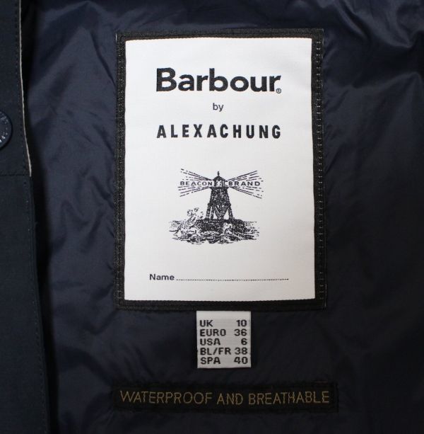 20AW Barbour by ALEXACHUNG バブアー アレクサチャン PHOEBE JACKET デザイン マウンテン パーカー UK10 紺_画像4