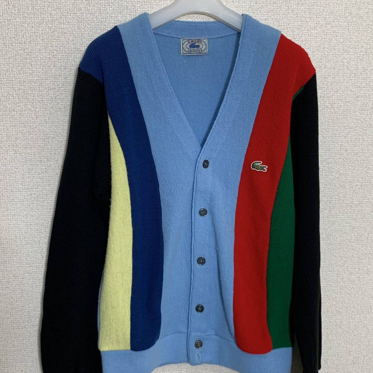 希少】ラコステ IZOD LACOSTE マルチカラー 80s カーディガン-