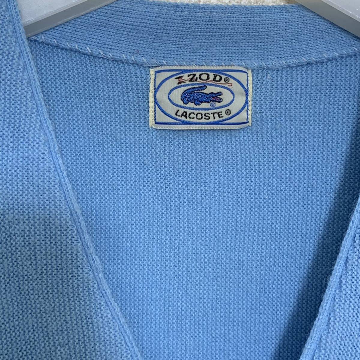 レア〉LACOSTE 青ロゴ カーディガン-