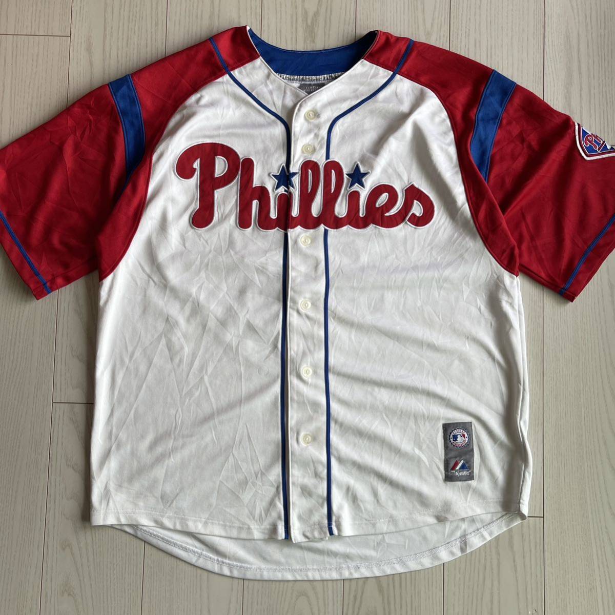 M33-74 MLB フィリーズ　ベースボールシャツ　ゲームシャツ　ユニフォーム　半袖　古着