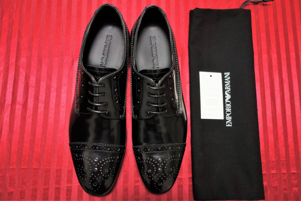  regular price 7 ten thousand jpy unused goods Emporio Armani (EMPORIO ARMANI) business shoes US8 UK7( Japan size 26cm degree ) black 