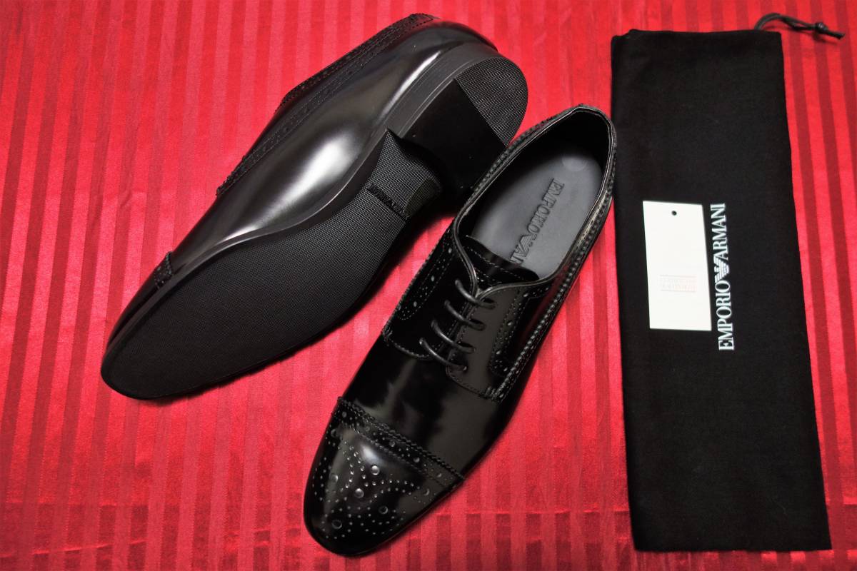  regular price 7 ten thousand jpy unused goods Emporio Armani (EMPORIO ARMANI) business shoes US8 UK7( Japan size 26cm degree ) black 