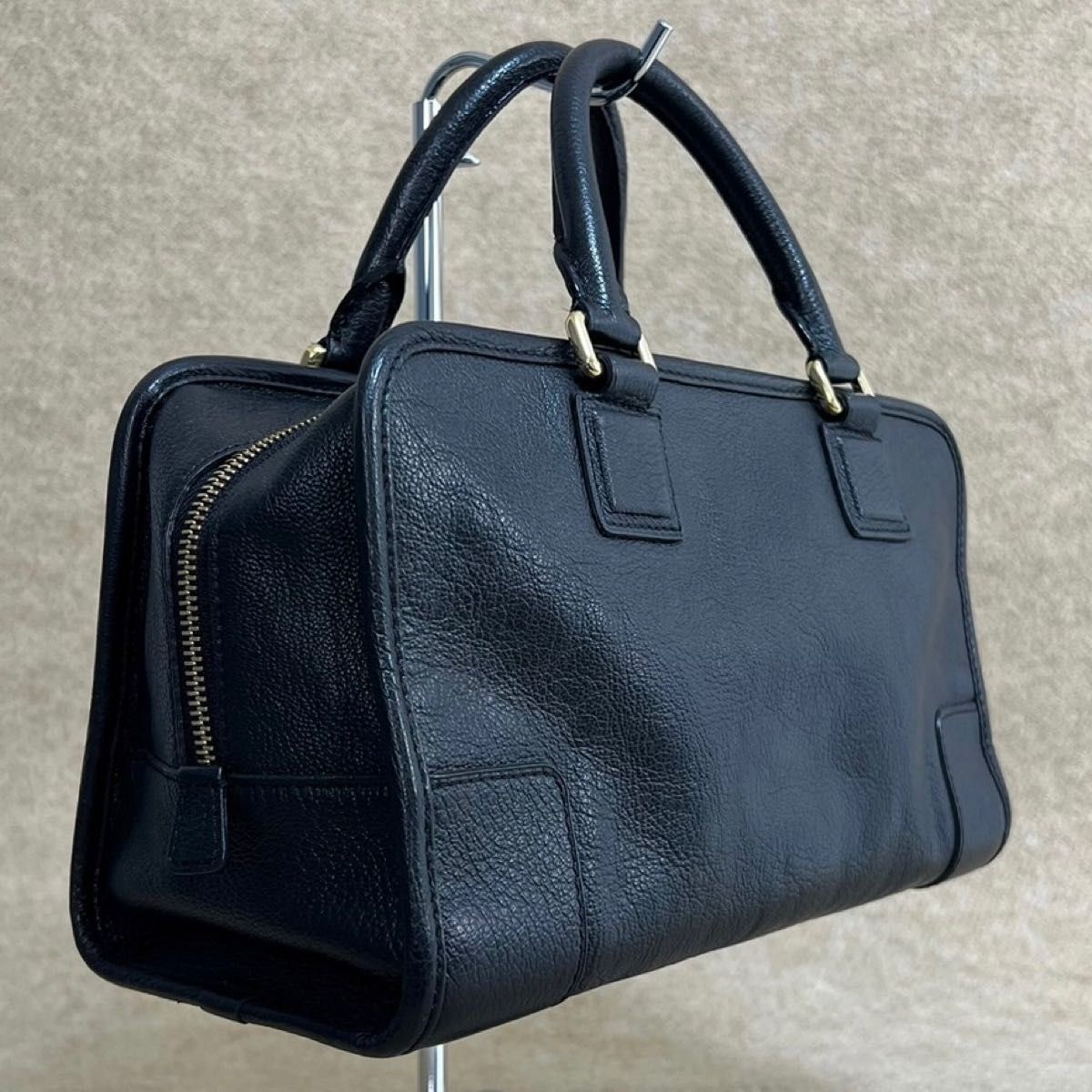 123AEC LOEWE ロエベ レザー ハンドバッグ アマソナ28 黒色