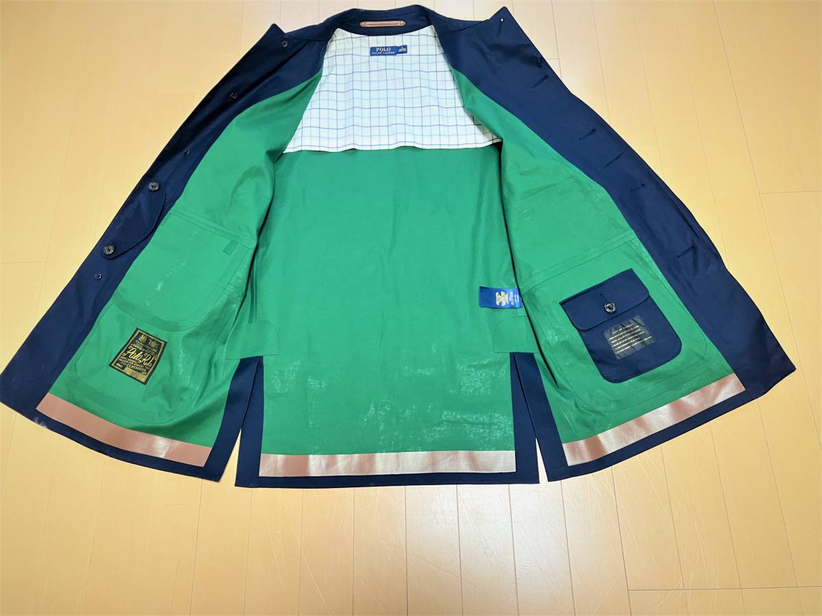 定12万【廃番/入手困難】RALPH LAUREN コットン100% ポイント襟&5つ釦比翼仕立て ハンドメイド&ゴム引き仕様 最高級ステンカラーコート/RRL_画像2