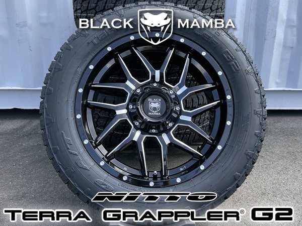 車検対応 GMC シエラ ハマーH3 タイタン アルマダ Black Mamba BM7 20インチタイヤホイール NITTO TERRA GRAPPLER G2 275/55R20 285/50R20_画像3