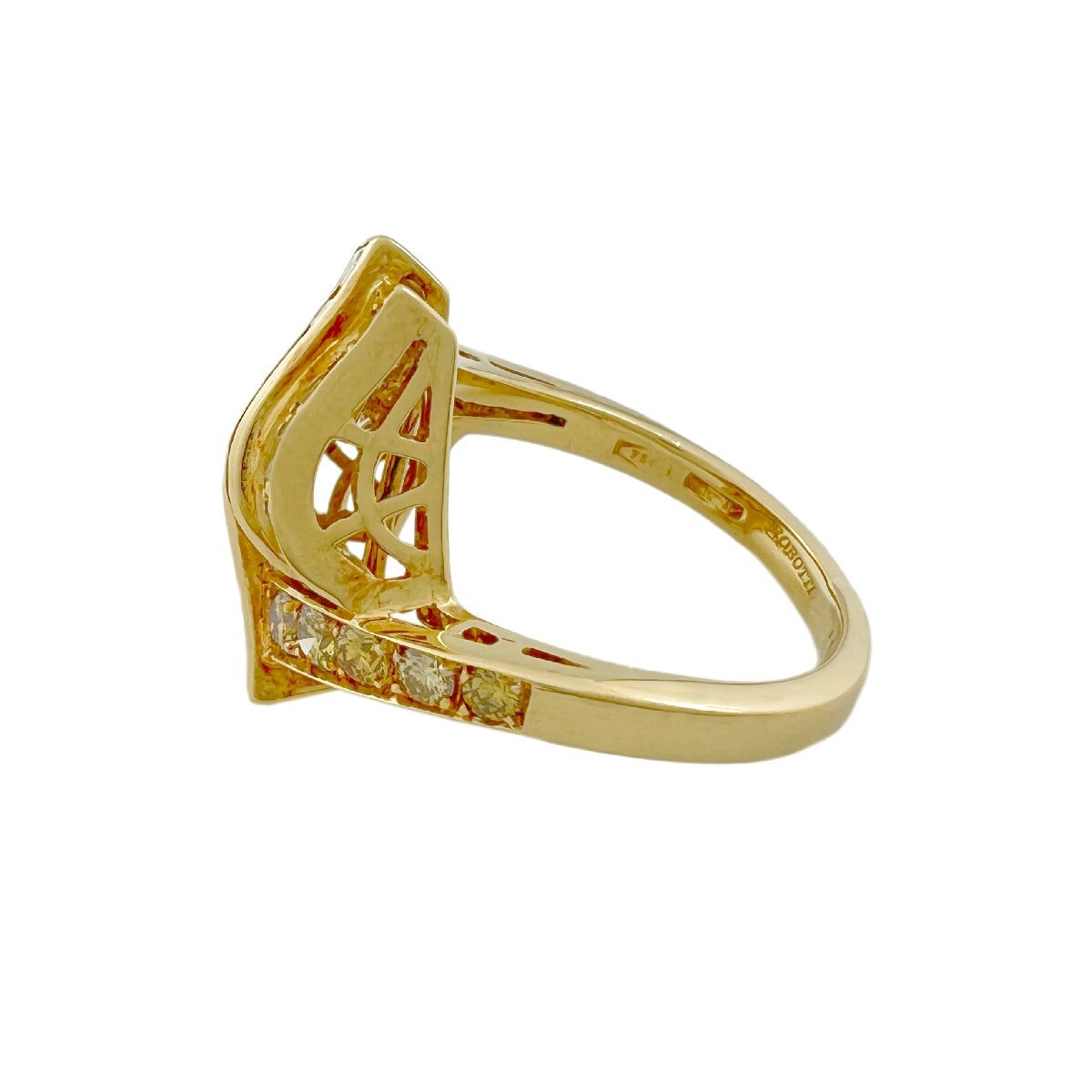 ROBOTTI リング テーパーダイヤ 0.68ct ブルーダイヤ イエローダイヤ