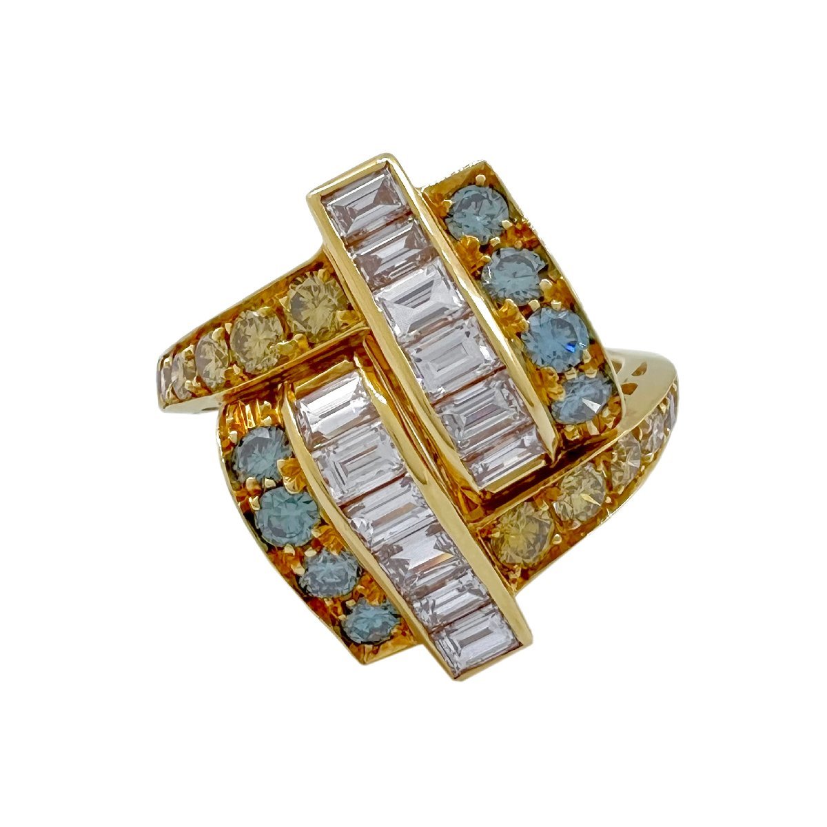 有名ブランド ROBOTTI リング テーパーダイヤ 0.68ct ブルーダイヤ