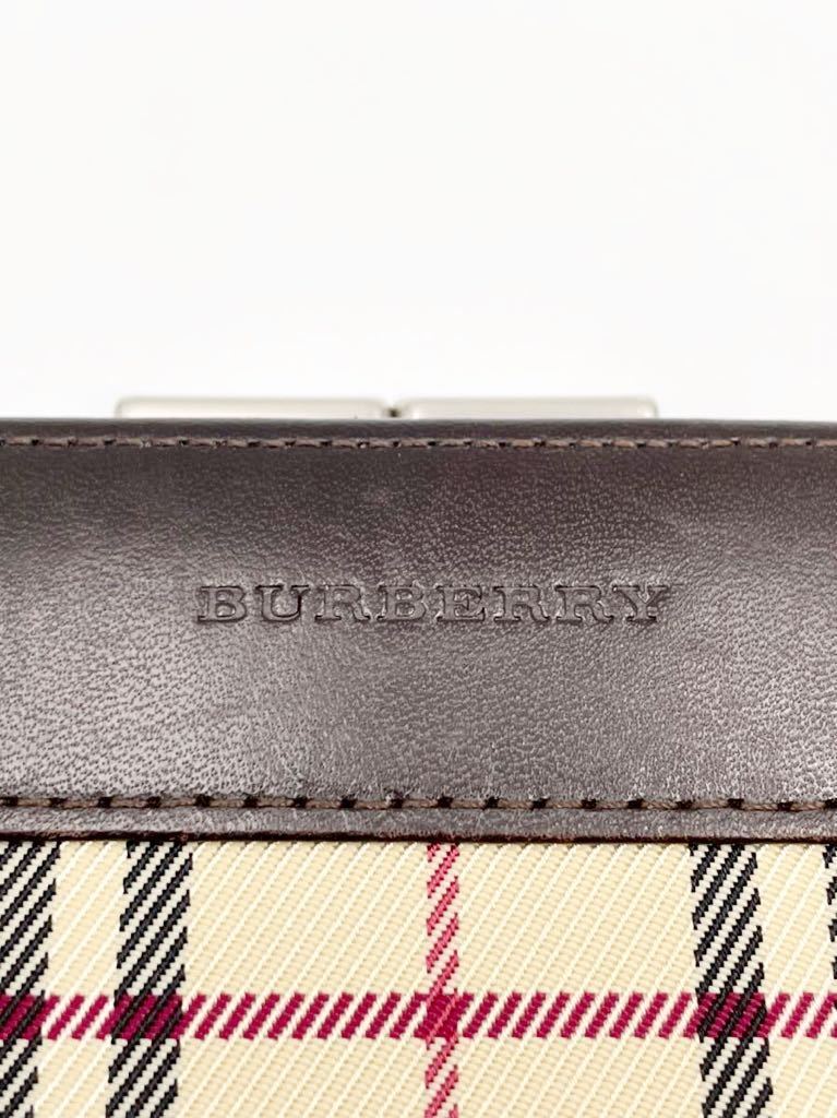 極美品　バーバリー　二つ折り財布　ダークブラウン× チェック　小銭入れ付き　メンズ　レディース　カードケース　コインケース 