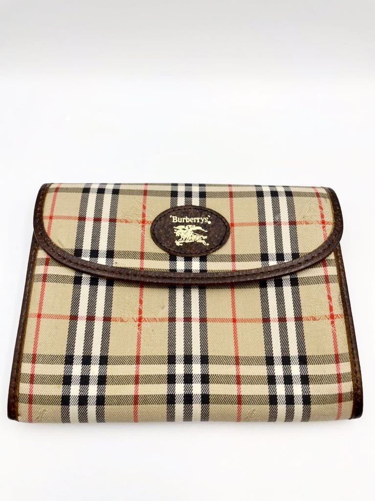 バーバリー　ポーチ　ダークブラウン×チェック　極美品　マルチケース　レディース　カバン　BURBERRY セカンドバッグ　化粧ポーチ