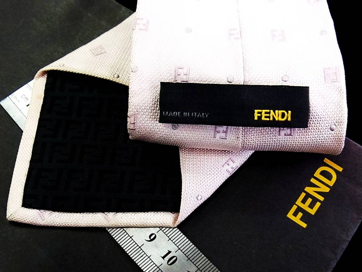 0E2270N*USED средний * Fendi [ общий FF Logo ] галстук 