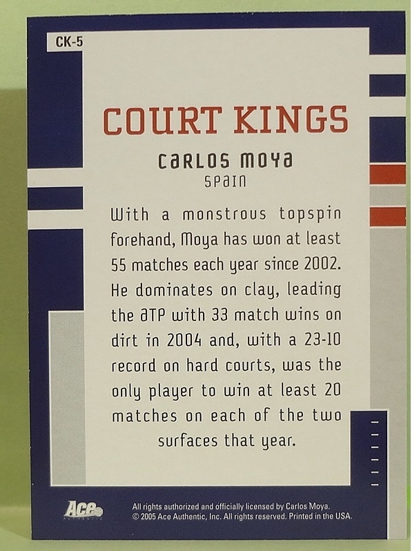 テニス　　2005 Ace Court Kings Carlos Moya カルロス・モヤ　限定５００_画像3