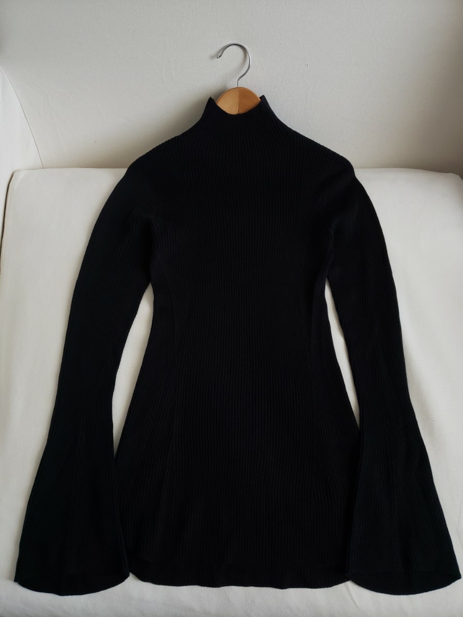 送料無料 大人気 UNIQLO × Mame Kurogouchi 3D リブハイネックセーター タートルネック ニット ブラック M ユニクロ マメクロゴウチ