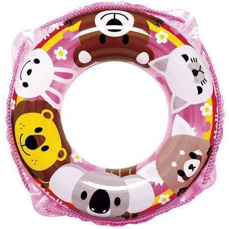 うきわ 子供用 ロープ付き 浮き輪 3歳 4歳 5歳 内周60～65cm 女の子 プール 海 水遊び かわいい アニマル ピンク かんたん空気栓 の画像1