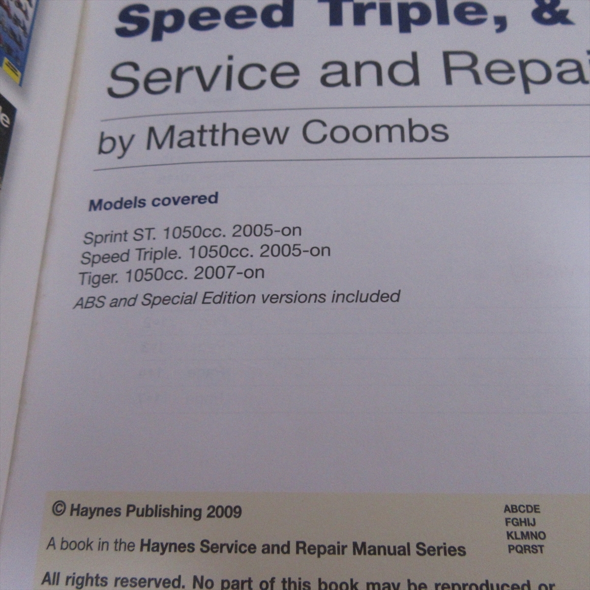 Haynes английский язык [TRIUMPH 1050 Sprint ST, Speed Triple & Tiger: 2005 to 2009]# отправка 185 Triumph мотоцикл руководство по обслуживанию сервисная книжка *