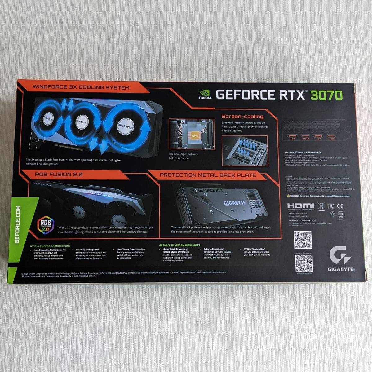 ☆動作確認済み◇グラフィックボード GIGABYTE GV-N3070 GAMING OC-8GD