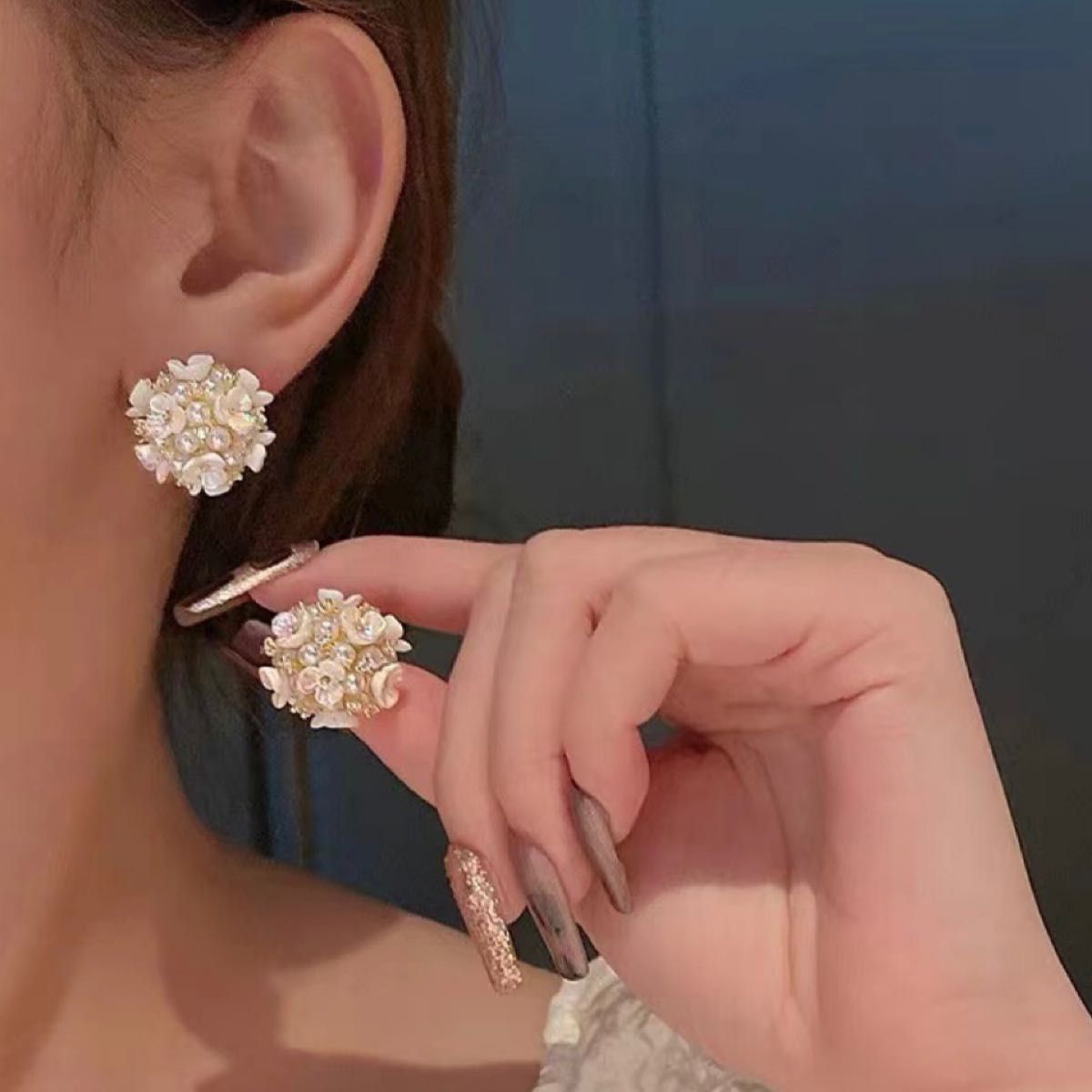 【GW限定SALE】ピアス パール ダブルピアス 2ウェイピアス お花