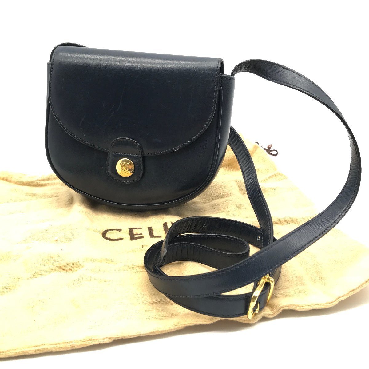 ヤフオク! - CELINE セリーヌ レザー ブラゾン金具 ショルダー