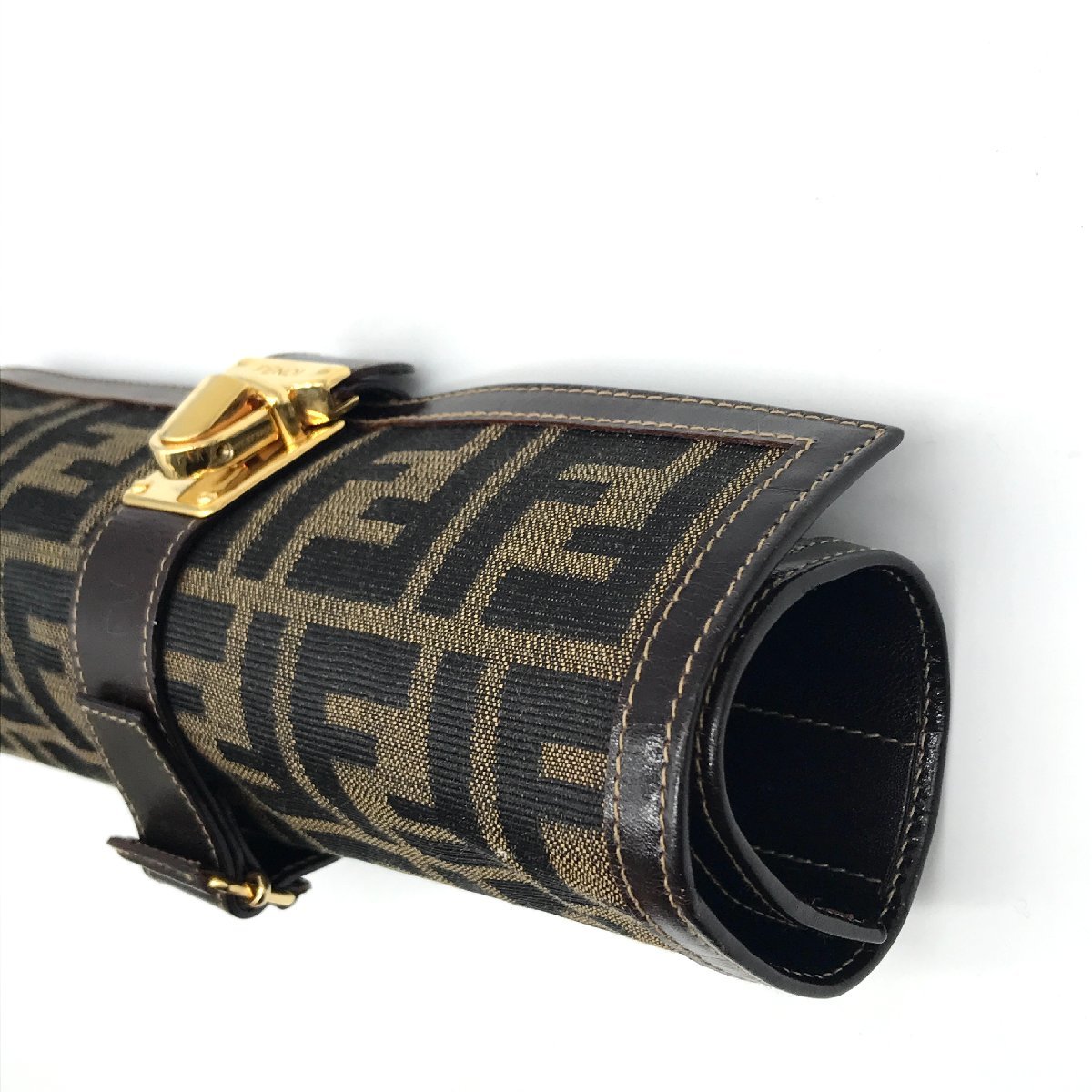 FENDI Fendi Zucca tube type pouch case case tea color unused storage goods M10245