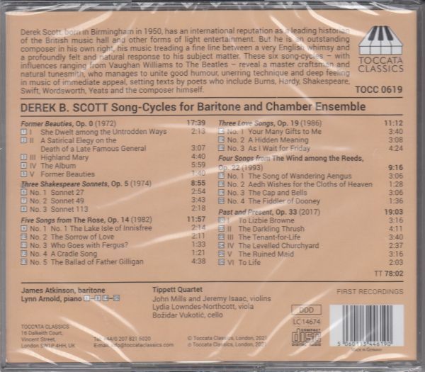 [CD/Toccata]D.B.スコット(1950-):かつての美女たちOp.0&「薔薇」からの5つの歌曲Op.14&J.アトキンソン(br)&ティペット四重奏団 2021.7.15_画像2