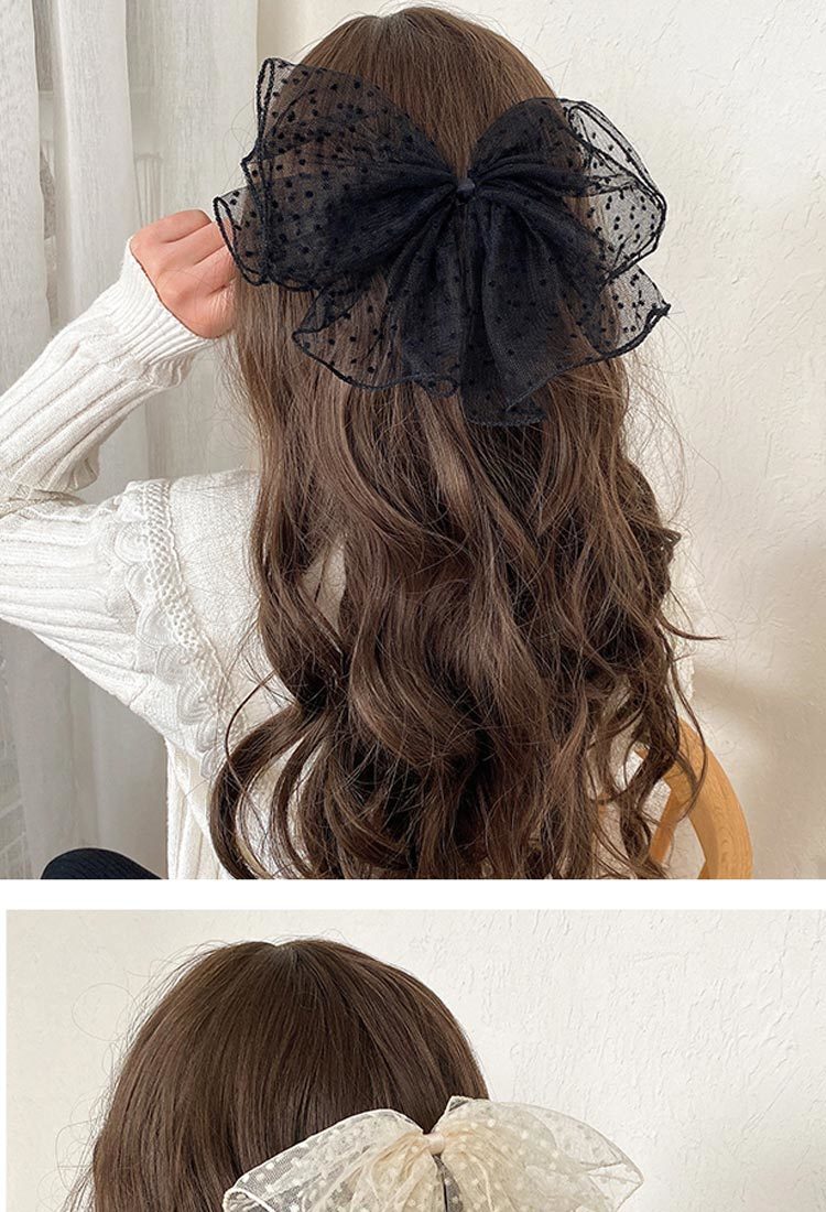 リボン ビッグリボン バレッタ ヘアクリップ ヘアアクセサリー ヘアアレンジ 髪飾り シースルー かわいい ふわふわリボン 大きいリボン_画像9