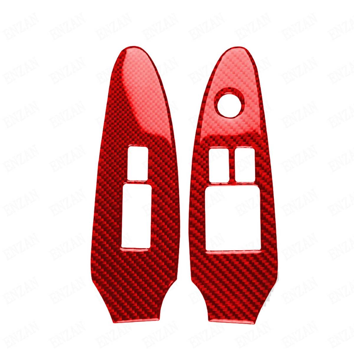 NISSAN　Z34フェアレディZ【日産】ニッサン370Z　赤いカーボン製　ドアウインドスイッチカバー 2枚セット　Bタイプ　送料無料_画像1