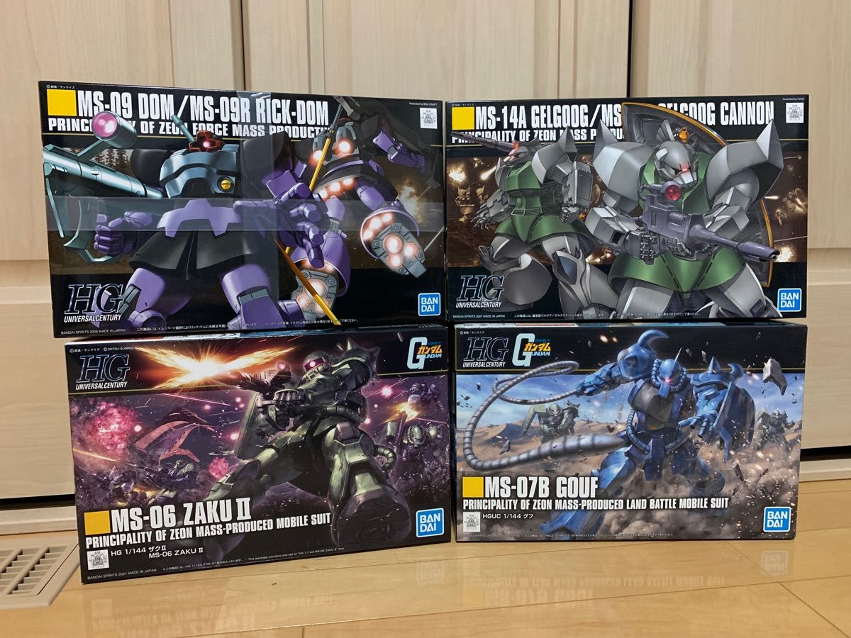 HGUC ザク、グフ、ドム、ゲルググ ジオン1年戦争セット HGUC ザク、グフ、ドム、ゲルググ ジオン1年戦争セット