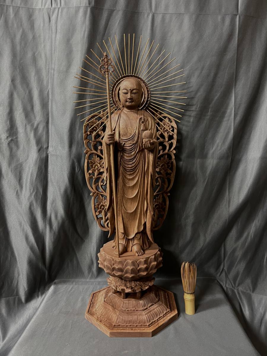 速くおよび自由な 高46cm 井波彫刻 時代彫刻 井波彫刻 楠材 木彫仏像