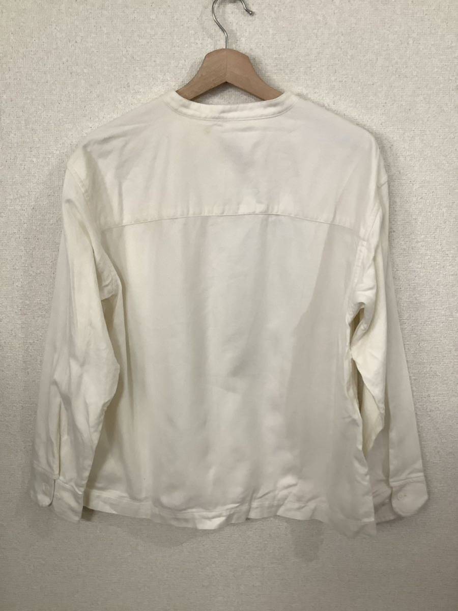 MUJI 無印良品　スタンドカラー　長袖シャツ　コットンシャツ　ホワイト　レディース　古着　セレクト_画像2