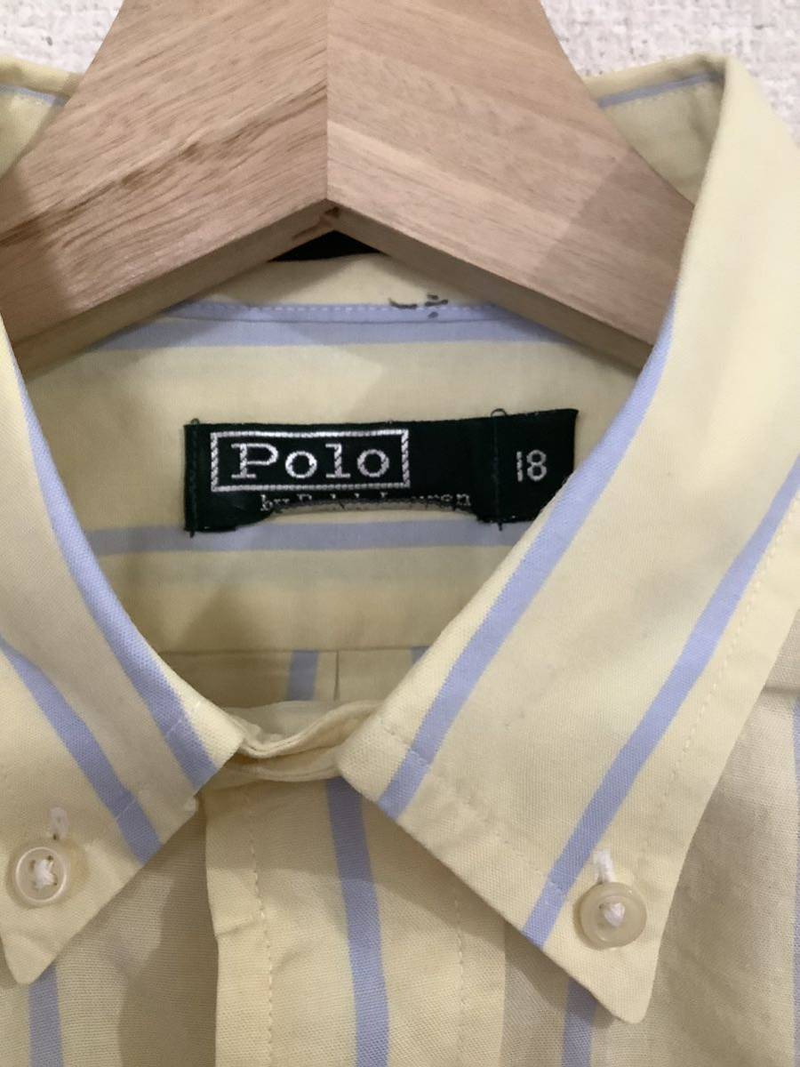 POLO RALPHLAUREN Ralph Lauren USA made stripe shirt button down shirt boys old clothes Vintage 