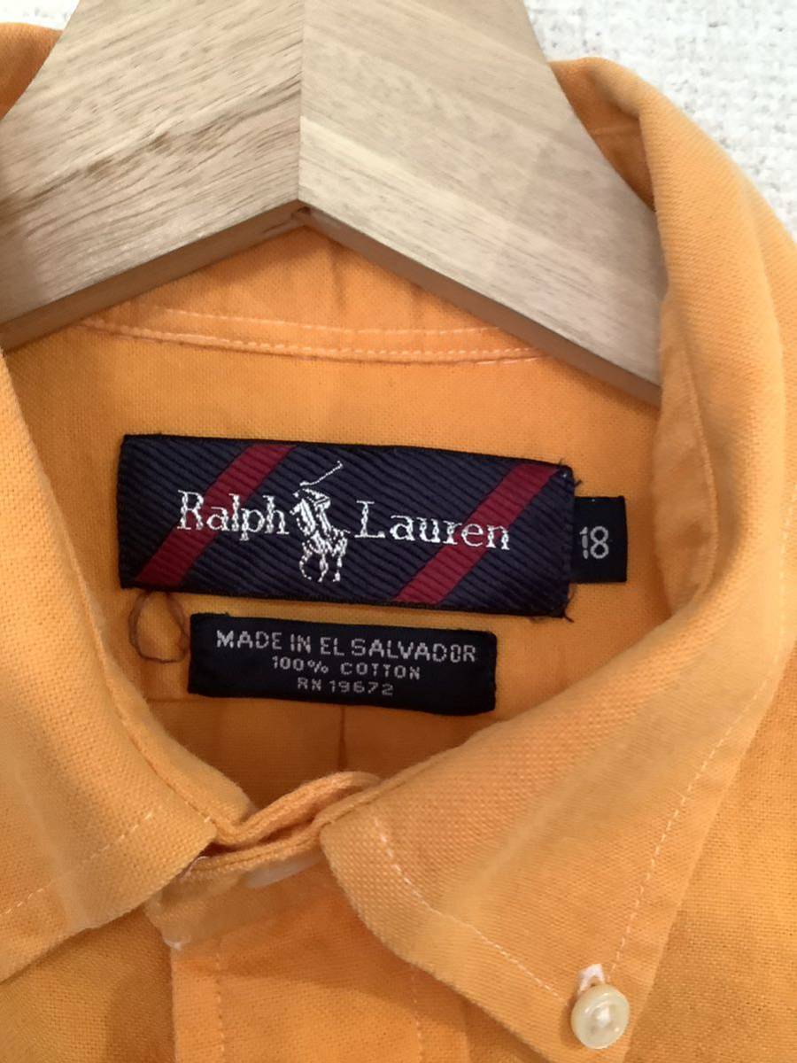 RALPHLAUREN Ralph Lauren button down shirt oxford orange select boys old clothes 