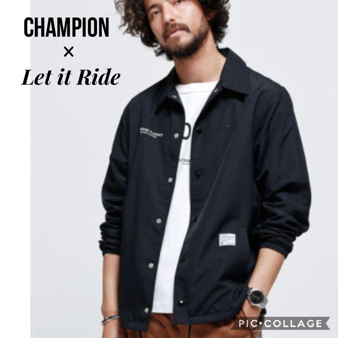 M/ナノユニバース×チャンピオンChampion×Let it Rideレットイットライド/コラボ別注/コーチジャケット/ナイロンブルゾン/ネイビー紺_画像1