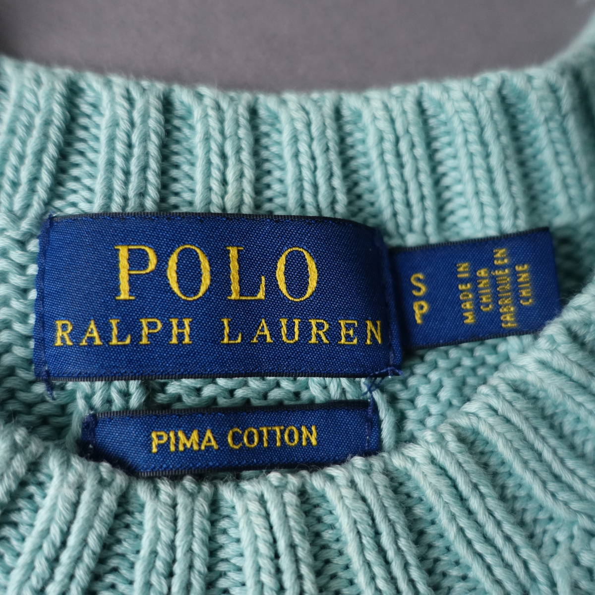 POLO RALPH LAUREN/ポロラルフローレン/S/POMA COTTON/ケーブルニットカットソー/ミントグリーン/半袖/レディース_画像4