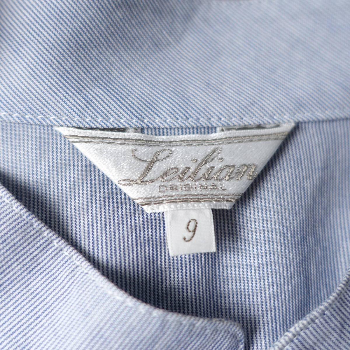Leilian/レリアン/9/日本製/ノーカラーシャツ/ライトブルー/水色/ブラウス/レディース/半袖_画像4