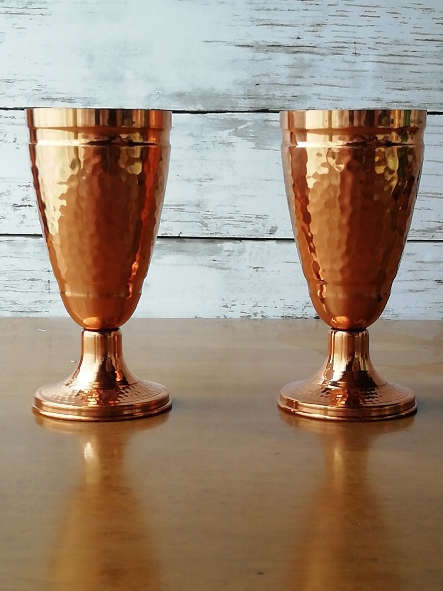 銅製 タンブラー 2点セット 槌目 ビアカップ カッパー コッパー ゴブレット COPPER cup goblet 送料込み