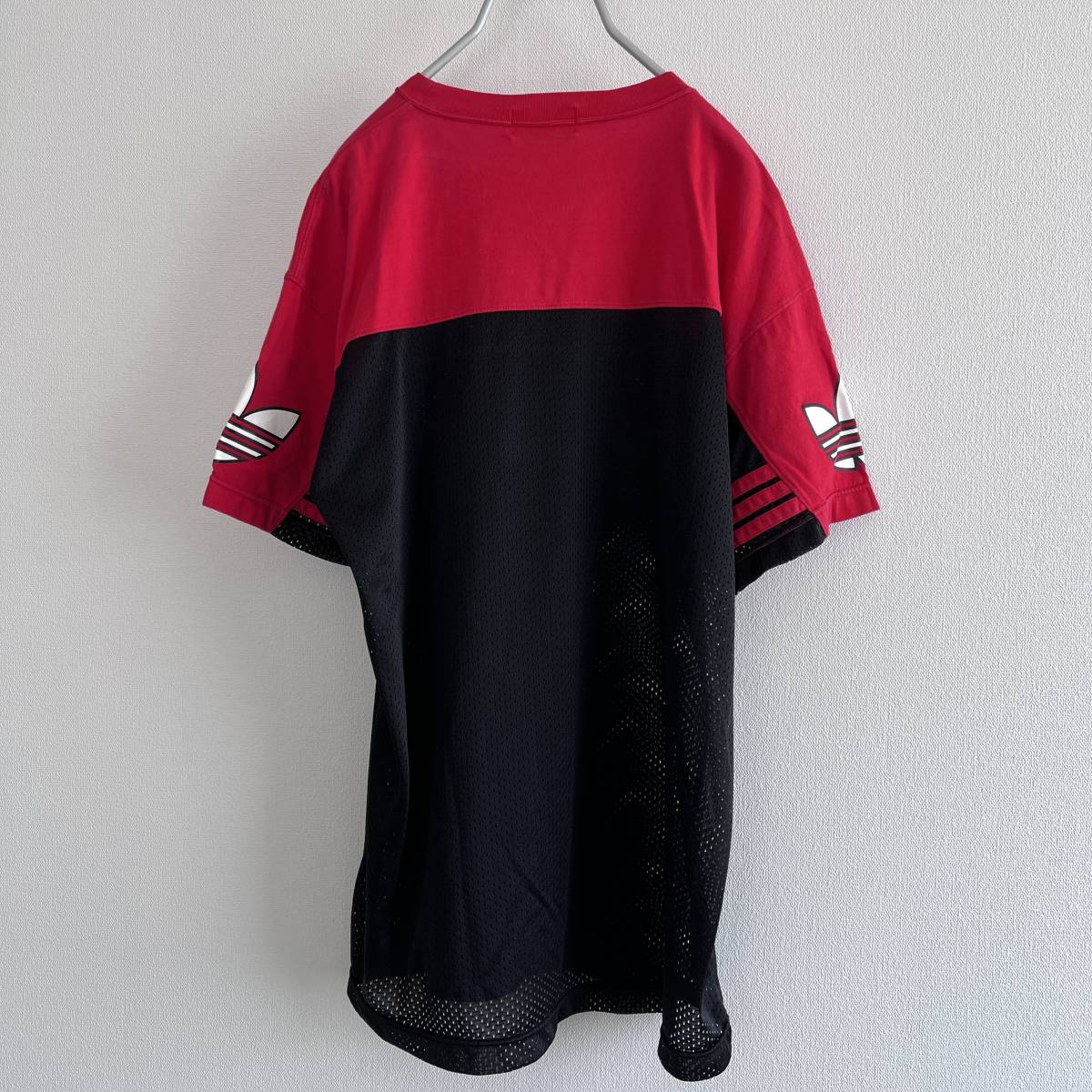 90s デサント製 adidas アディダス Tシャツ 赤×黒 L_画像5