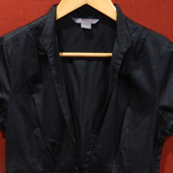 Armani Exchange アルマーニ エクスチェンジ A/X チュニック ワンピース デザイン スタンドカラー シャツ 黒 M 美品_画像3