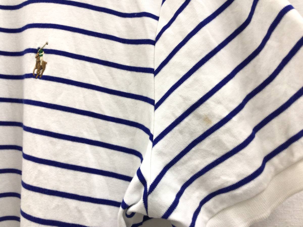 Polo Ralph Lauren ポロ ラルフローレン 半袖ポロシャツ ボーダー ホワイト ブルー メンズ Lサイズ 23041901_画像3