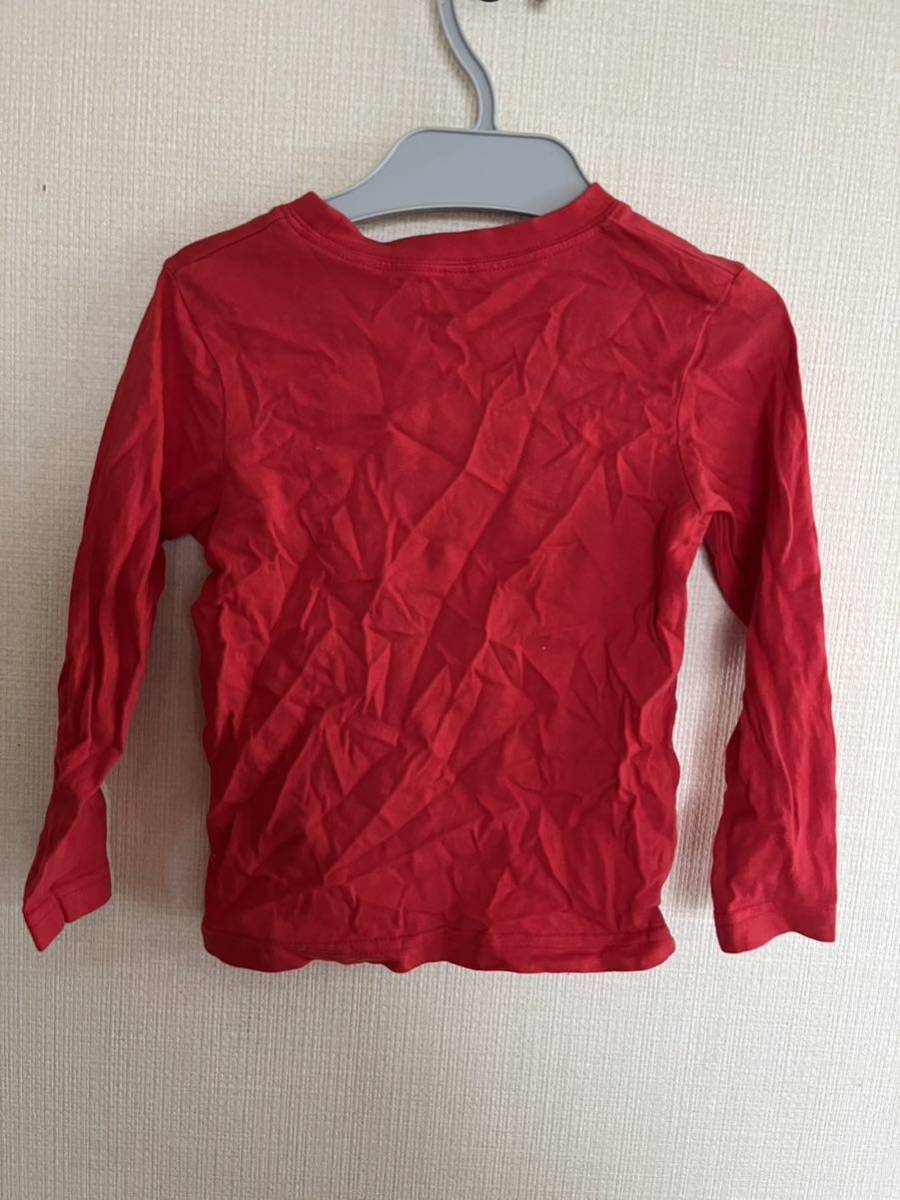 美品　長袖Tシャツ ロングTシャツ 男女兼用　キッズ　100サイズ　赤　ロンT_画像2