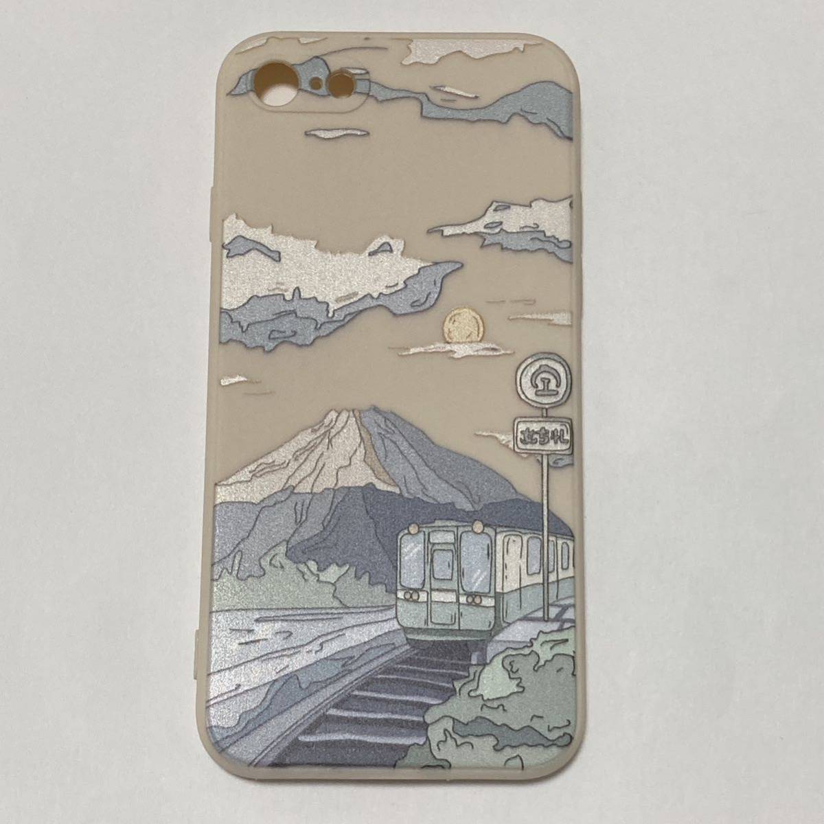 新品 iphoneケース 7/8/SE2.3用 風景画風 電車スマホケース 風景 美景 癒し 田舎 シリコンケース富士山風 日本画風 絵画 日本_画像1