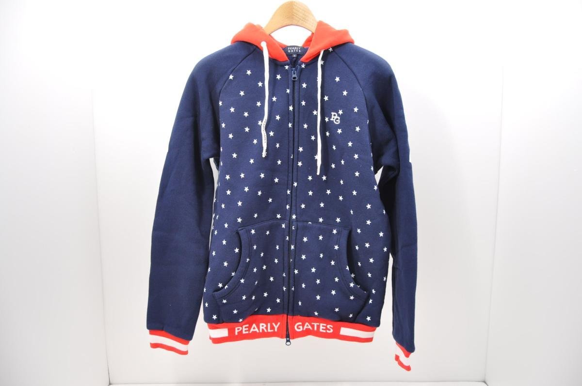 【セール 登場から人気沸騰】 coco★パーリーゲイツ★長袖ダブルジップパーカー★裏起毛★紺×白★ネイビー×ホワイト/星柄★5(L)★USED★72045 その他 【セール 登場から人気沸騰】 coco★パーリーゲイツ★長袖ダブルジップパーカー★裏起毛★紺×白★ネイビー×ホワイト/星柄★5(L)★USED★72045 その他