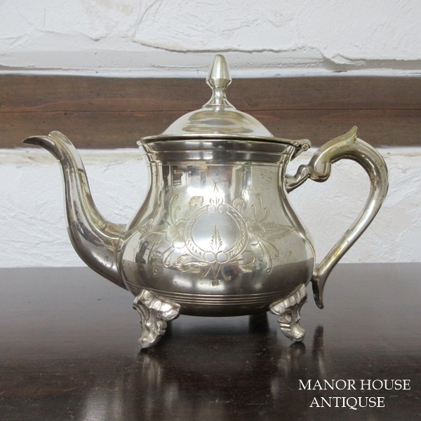 イギリス シルバープレート E.P.N.S ティーポット 茶器 銀メッキ ヴィンテージ雑貨 英国 tableware 1897sb_画像1